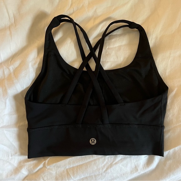 Worn 1 time, too small! Lululemon Energy Long Line Bra. Size 4. Black - Picture 3 of 5